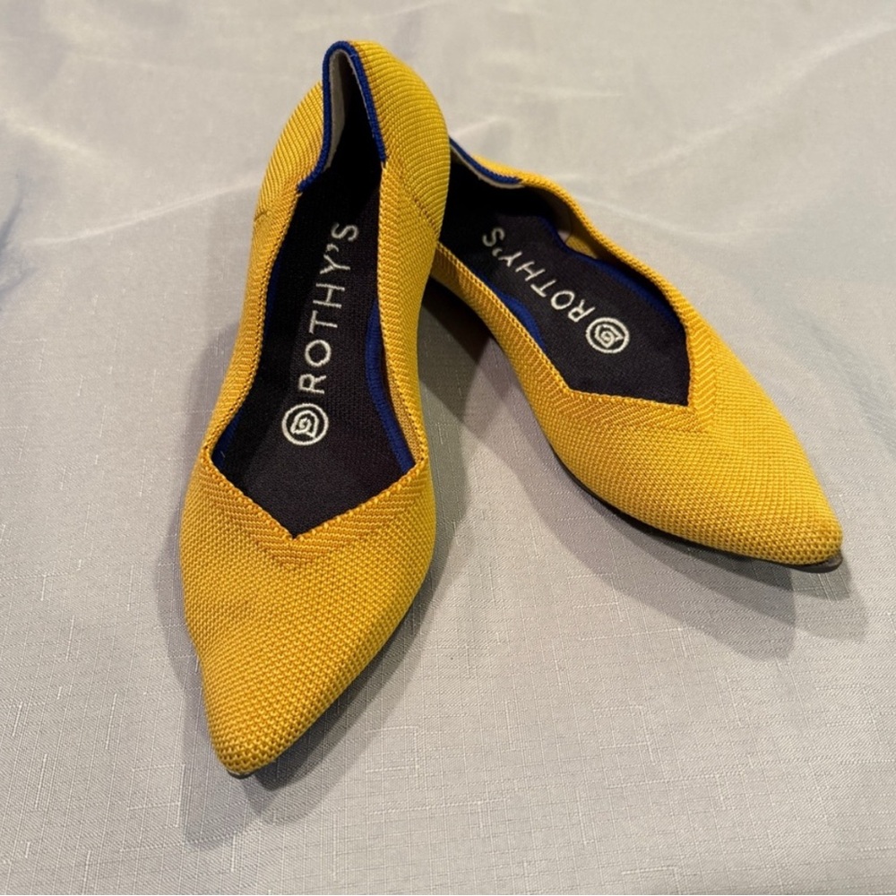 Rothy's The Point Ballet Flats in Mustard Yellow Women's Size 5.5 Comfort